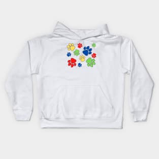 Kids Pawprint Pattern – Red Blue Green Yellow Kids Hoodie